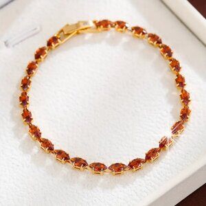 2ct Red Ruby Womens 14K Gold Oval Gemstone Tennis Bracelet 14 K Silver Jewelry